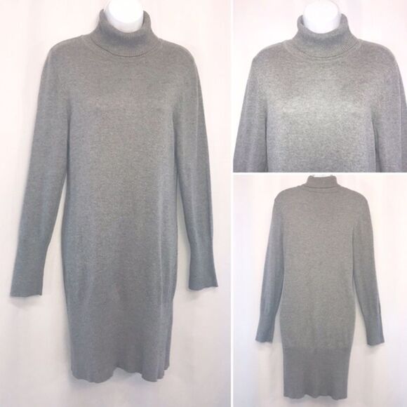 Popular Pop Heather Gray Turtleneck Sweater Dress - Picture 13 of 13